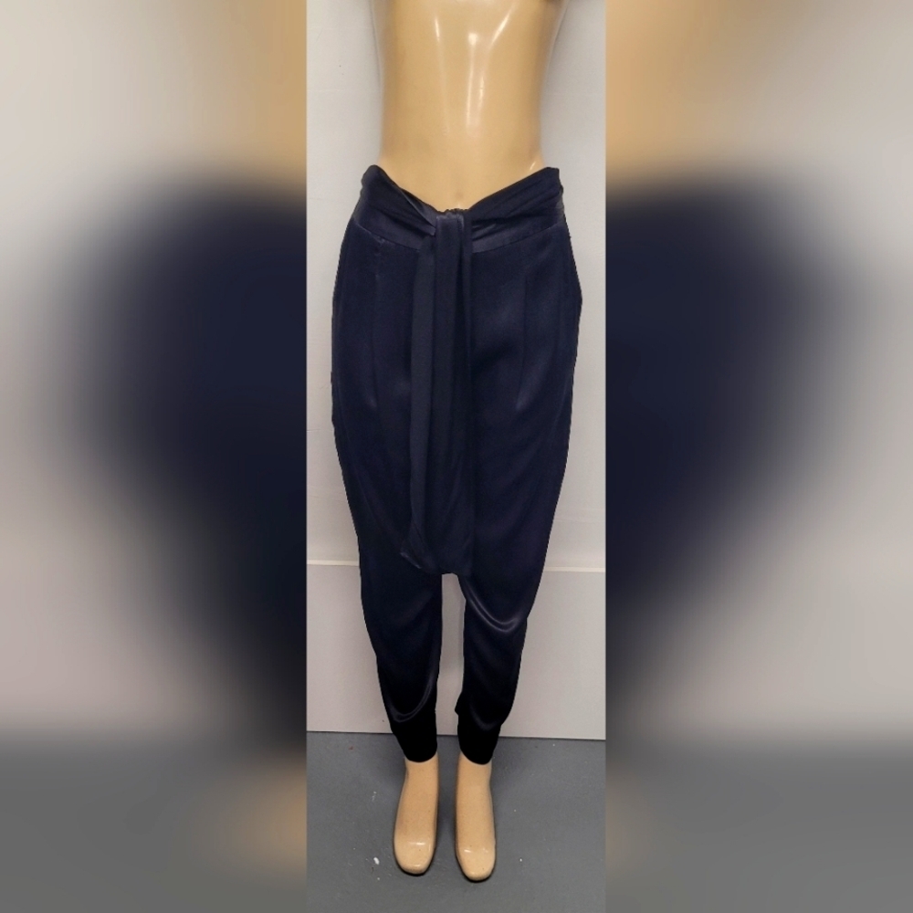 Ett:Twa By Anthropologie 6 Black Satin Feel Pants
